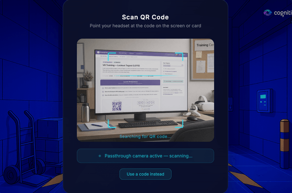 In-headset QR code scanning using passthrough camera